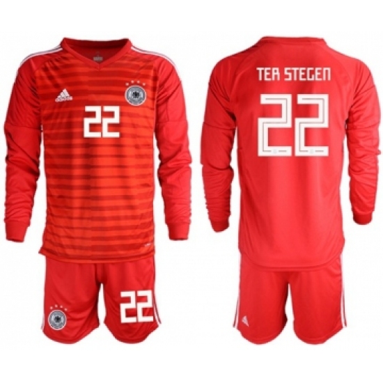 Germany 22 Ter Stegen Red Long Sleeves Goalkeeper Soccer Country Jersey
