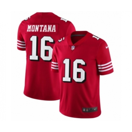 Men's San Francisco 49ers 16 Joe Montana Limited Red Rush Vapor Untouchable Football Jerseys