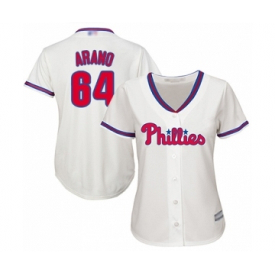 Women's Philadelphia Phillies 64 Victor Arano Authentic Cream Alternate Cool Base Baseball Player Jersey