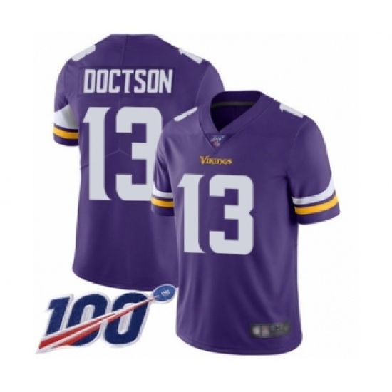Youth Minnesota Vikings 13 Josh Doctson Purple Team Color Vapor Untouchable Limited Player 100th Season Football Jersey