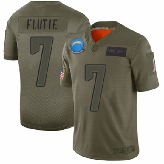 Youth Los Angeles Chargers 7 Doug Flutie Limited Camo 2019 Salute to Service Football Jersey