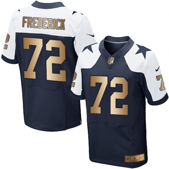 Men's Nike Dallas Cowboys 72 Travis Frederick Elite Navy/Gold Throwback Alternate NFL Jersey