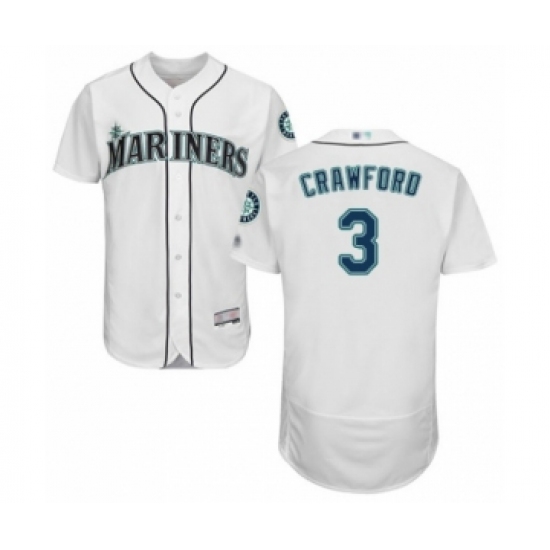 Men's Seattle Mariners 3 J.P. Crawford White Home Flex Base Authentic Collection Baseball Player Jersey