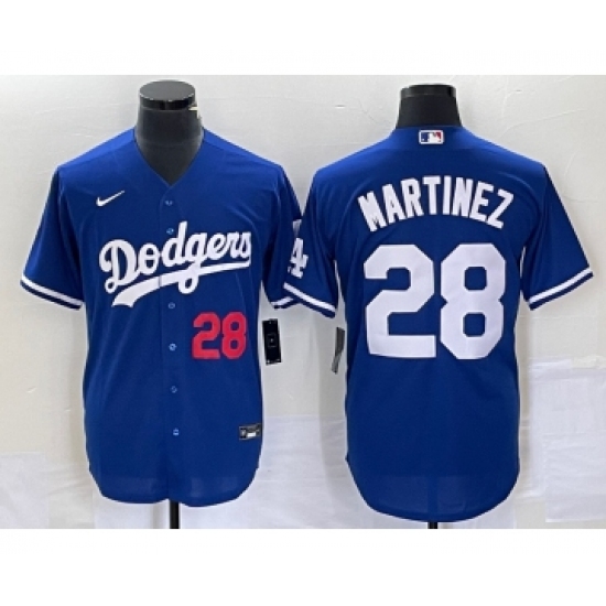 Men's Los Angeles Dodgers 28 JD Martinez Number Blue Stitched Cool Base Nike Jersey