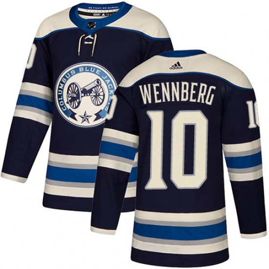 Men's Adidas Columbus Blue Jackets 10 Alexander Wennberg Authentic Navy Blue Alternate NHL Jersey