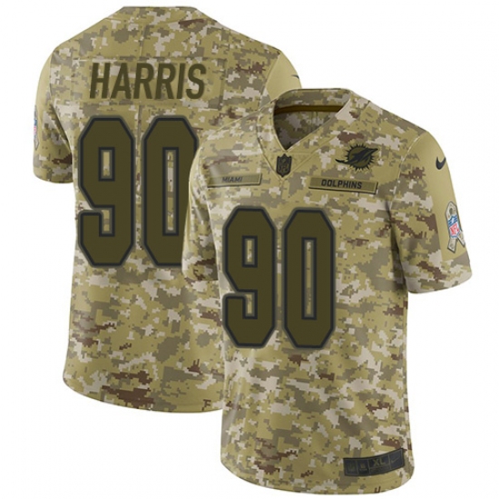 Men's Nike Miami Dolphins 90 Charles Harris Limited Camo 2018 Salute to Service NFL Jersey