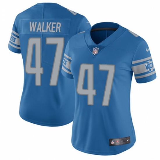Women's Nike Detroit Lions 47 Tracy Walker Blue Team Color Vapor Untouchable Limited Player NFL Jersey
