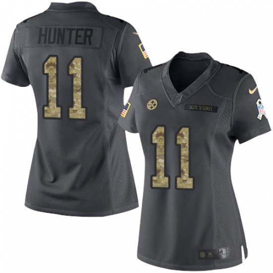 Women's Nike Pittsburgh Steelers 11 Justin Hunter Limited Black 2016 Salute to Service NFL Jersey