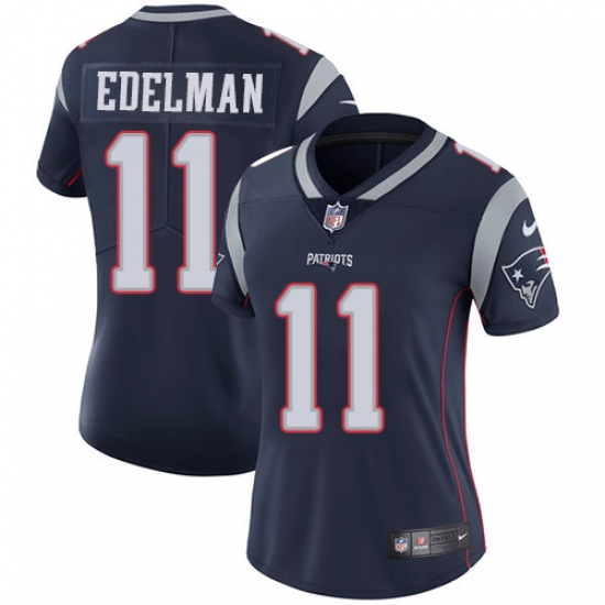 Women's Nike New England Patriots 11 Julian Edelman Navy Blue Team Color Vapor Untouchable Limited Player NFL Jersey