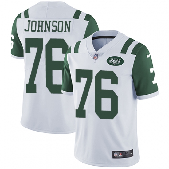 Youth Nike New York Jets 76 Wesley Johnson White Vapor Untouchable Elite Player NFL Jersey