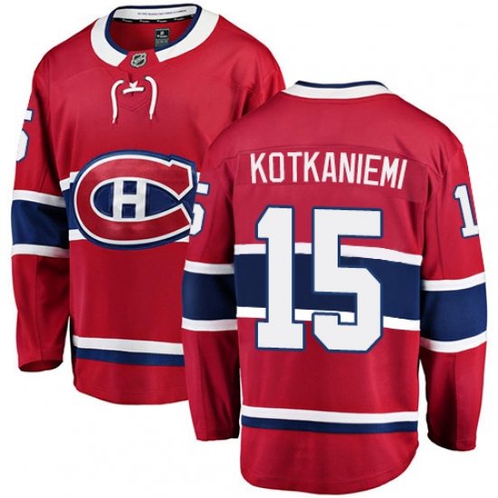 Youth Montreal Canadiens 15 Jesperi Kotkaniemi Authentic Red Home Fanatics Branded Breakaway NHL Jersey