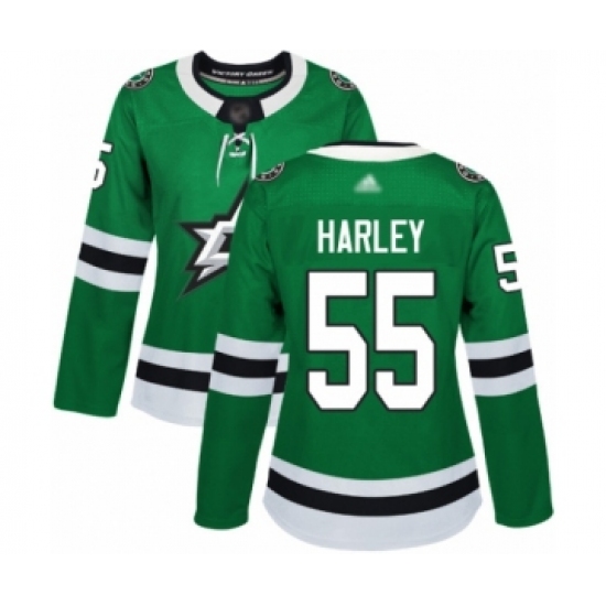 Women's Dallas Stars 55 Thomas Harley Authentic Green Home Hockey Jersey