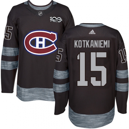 Men's Adidas Montreal Canadiens 15 Jesperi Kotkaniemi Authentic Black 1917-2017 100th Anniversary NHL Jersey
