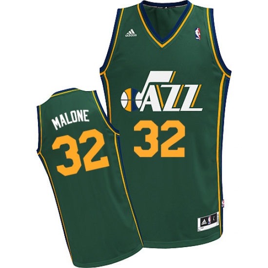 Men's Adidas Utah Jazz 32 Karl Malone Swingman Green Alternate NBA Jersey