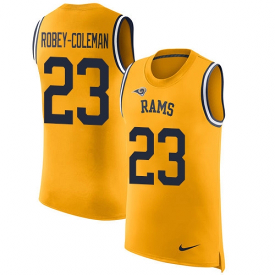 Men's Nike Los Angeles Rams 23 Nickell Robey-Coleman Limited Gold Rush Player Name & Number Tank Top NFL Jersey