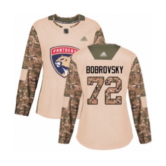 Women's Florida Panthers 72 Sergei Bobrovsky Authentic Camo Veterans Day Practice Hockey Jersey