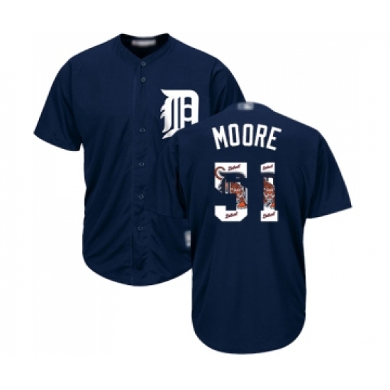 Men's Detroit Tigers 51 Matt Moore Authentic Navy Blue Team Logo Fashion Cool Base Baseball Jersey