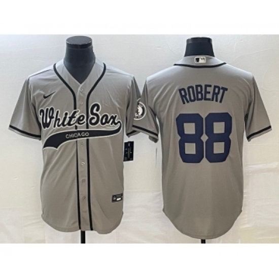 Men's Chicago White Sox 88 Luis Robert Grey Cool Base Stitched Baseball Jersey
