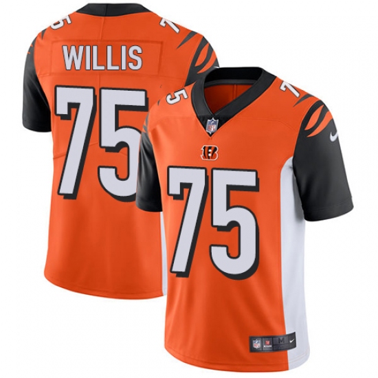 Men's Nike Cincinnati Bengals 75 Jordan Willis Orange Alternate Vapor Untouchable Limited Player NFL Jersey