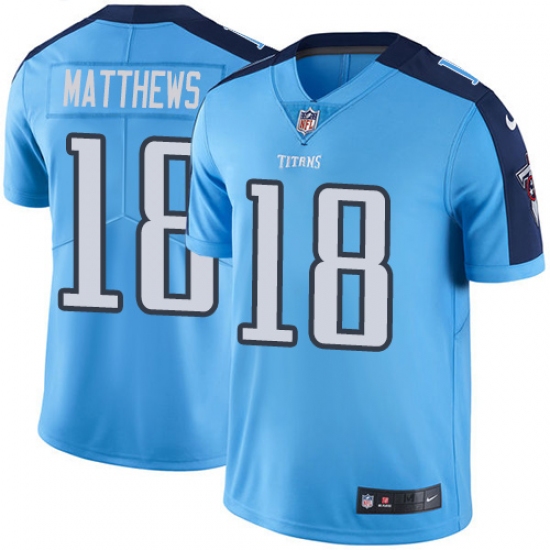 Men's Nike Tennessee Titans 18 Rishard Matthews Light Blue Team Color Vapor Untouchable Limited Player NFL Jersey