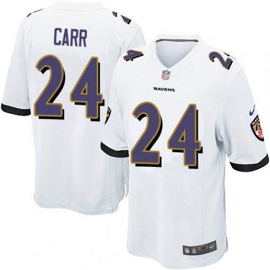 Men's Nike Baltimore Ravens 24 Brandon Carr Game White NFL Jersey
