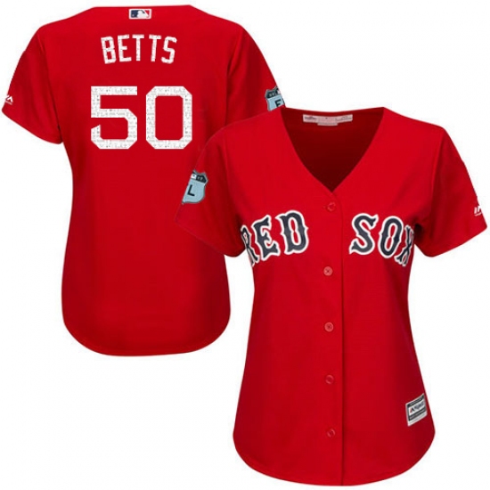 Women's Majestic Boston Red Sox 50 Mookie Betts Authentic Scarlet 2017 Spring Training Cool Base MLB Jersey