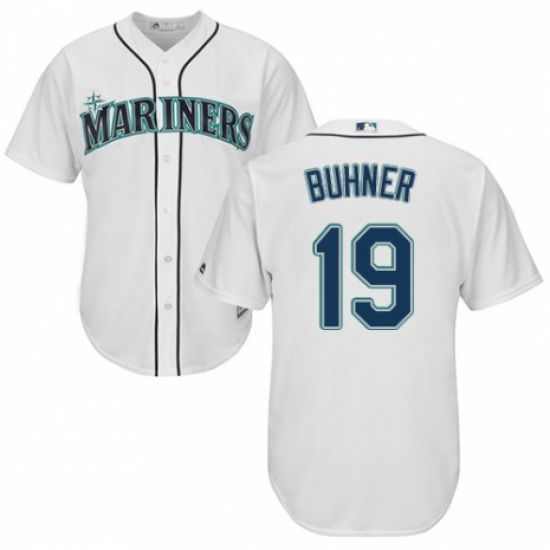 Men's Majestic Seattle Mariners 19 Jay Buhner Replica White Home Cool Base MLB Jersey