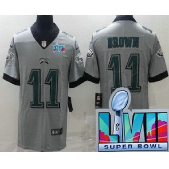 Men's Philadelphia Eagles 11 AJ Brown Limited Gray Inverted Super Bowl LVII Vapor Jersey