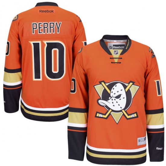 Men's Reebok Anaheim Ducks 10 Corey Perry Premier Orange Third NHL Jersey