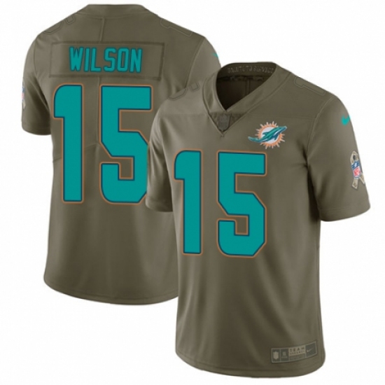 Men's Nike Miami Dolphins 15 Albert Wilson Limited Olive 2017 Salute to Service NFL Jersey