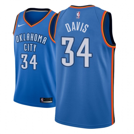 Men NBA 2018-19 Oklahoma City Thunder 34 Tyler Davis Icon Edition Blue Jersey