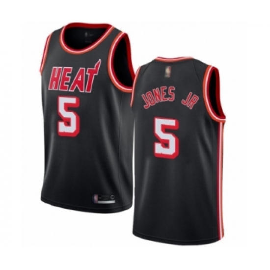 Men's Miami Heat 5 Derrick Jones Jr Authentic Black Fashion Hardwood Classics Basketball Jersey