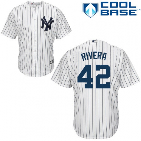 Men's Majestic New York Yankees 42 Mariano Rivera Replica White Home MLB Jersey