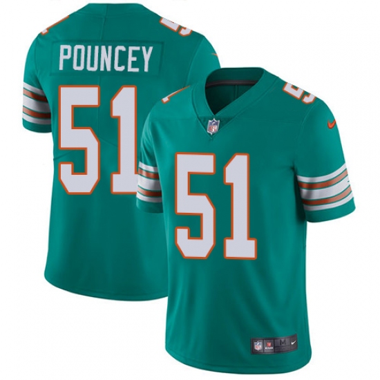 Youth Nike Miami Dolphins 51 Mike Pouncey Aqua Green Alternate Vapor Untouchable Limited Player NFL Jersey
