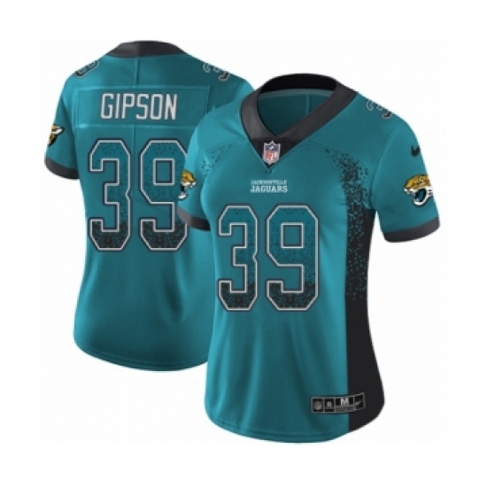 Women's Nike Jacksonville Jaguars 39 Tashaun Gipson Limited Teal Green Rush Drift Fashion NFL Jersey