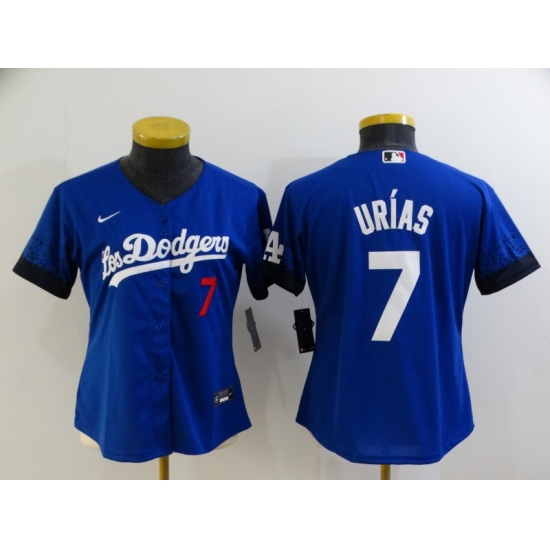 Women's Nike Los Angeles Dodgers 7 Julio Urias Blue City Player Jersey