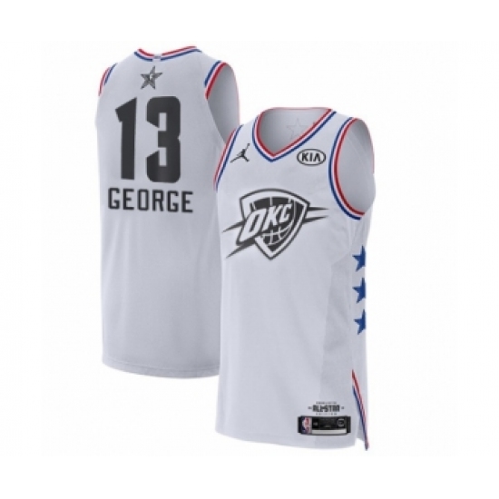 Men's Jordan Oklahoma City Thunder 13 Paul George Authentic White 2019 All-Star Game Basketball Jersey