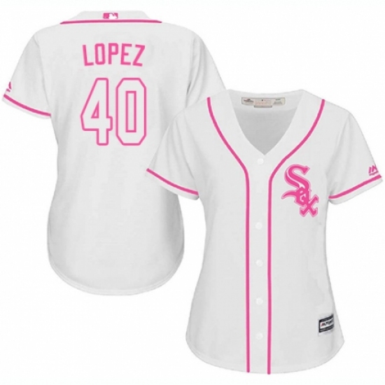 Women's Majestic Chicago White Sox 40 Reynaldo Lopez Replica White Fashion Cool Base MLB Jersey