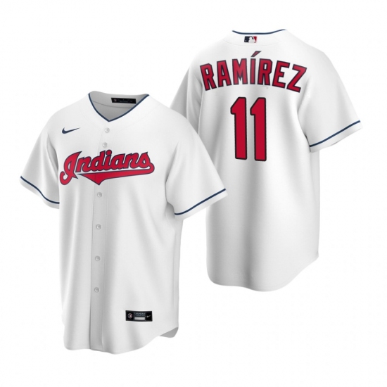 Men's Nike Cleveland Indians 11 Jose Ramirez White Home Stitched Baseball Jersey