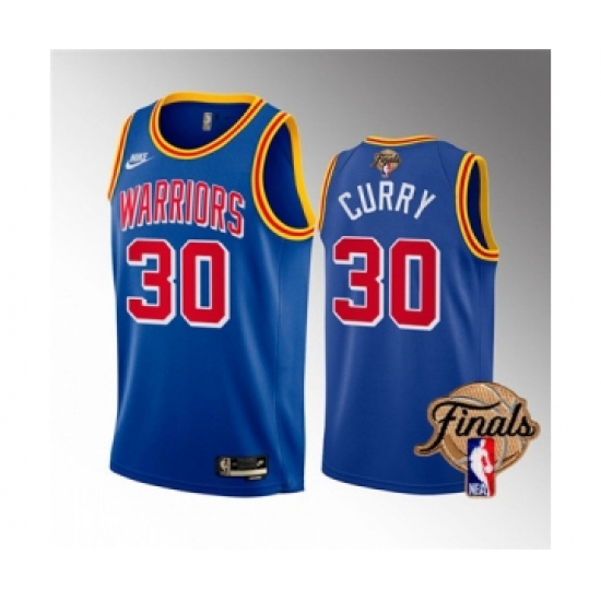 Men's Golden State Warriors 30 Stephen Curry 2022 Royal NBA Finals Stitched Jersey