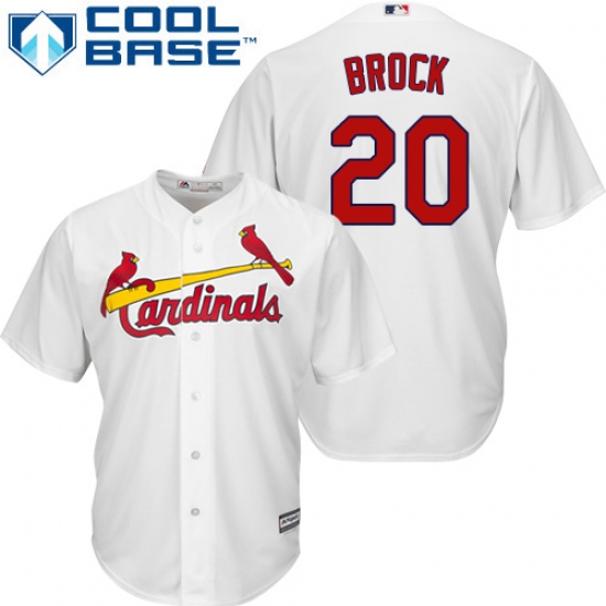Youth Majestic St. Louis Cardinals 20 Lou Brock Replica White Home Cool Base MLB Jersey