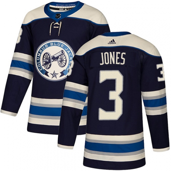 Men's Adidas Columbus Blue Jackets 3 Seth Jones Authentic Navy Blue Alternate NHL Jersey