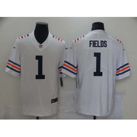 Men's Chicago Bears 1 Justin Fields Nike White 2021 Draft First Round Pick Alternate Limited Jersey