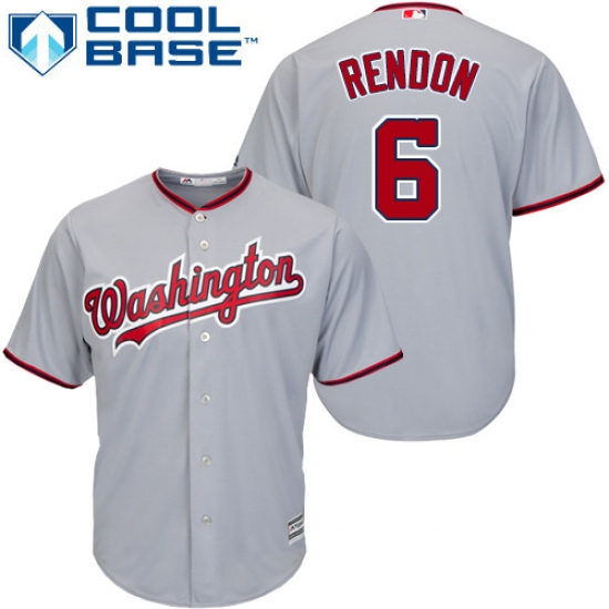 Youth Majestic Washington Nationals 6 Anthony Rendon Authentic Grey Road Cool Base MLB Jersey