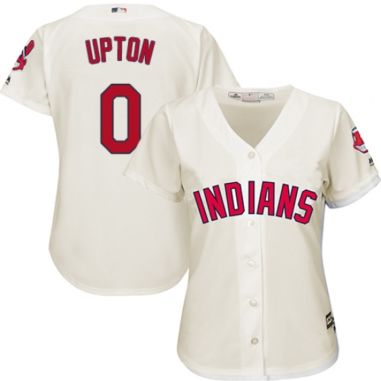 Women's Majestic Cleveland Indians 0 B.J. Upton Replica Cream Alternate 2 Cool Base MLB Jersey