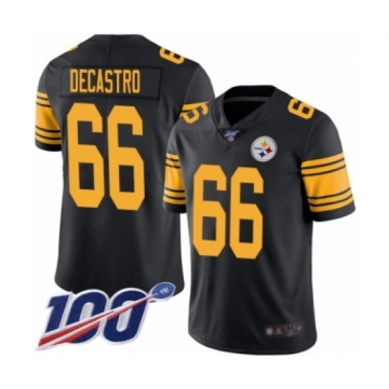 Men's Pittsburgh Steelers 66 David DeCastro Limited Black Rush Vapor Untouchable 100th Season Football Jersey
