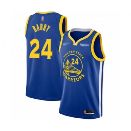 Men's Golden State Warriors 24 Rick Barry Authentic Royal Finished Basketball Jersey - Icon Edition