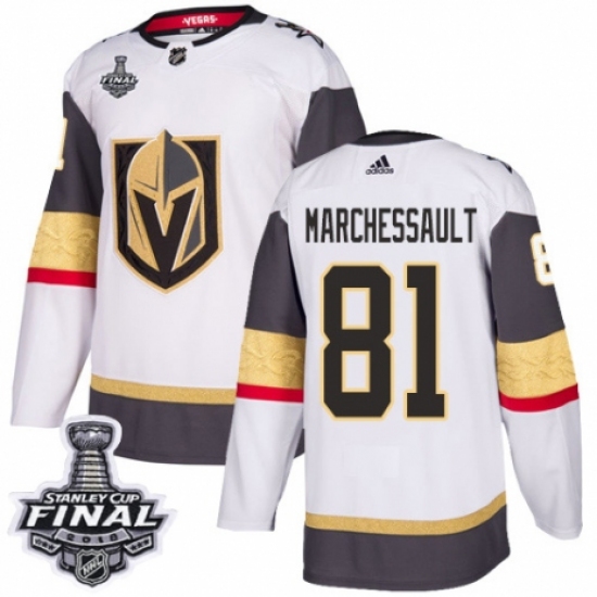 Men's Adidas Vegas Golden Knights 81 Jonathan Marchessault Authentic White Away 2018 Stanley Cup Final NHL Jersey