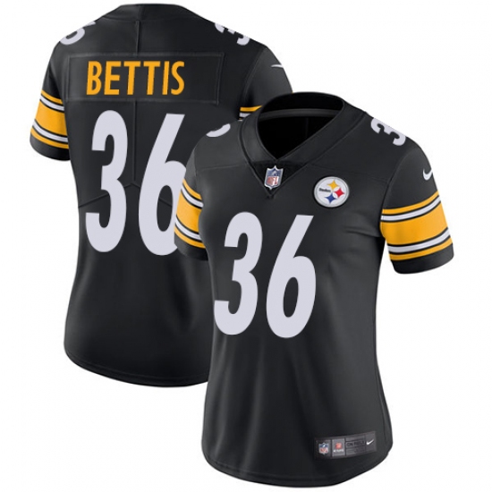 Women's Nike Pittsburgh Steelers 36 Jerome Bettis Black Team Color Vapor Untouchable Limited Player NFL Jersey