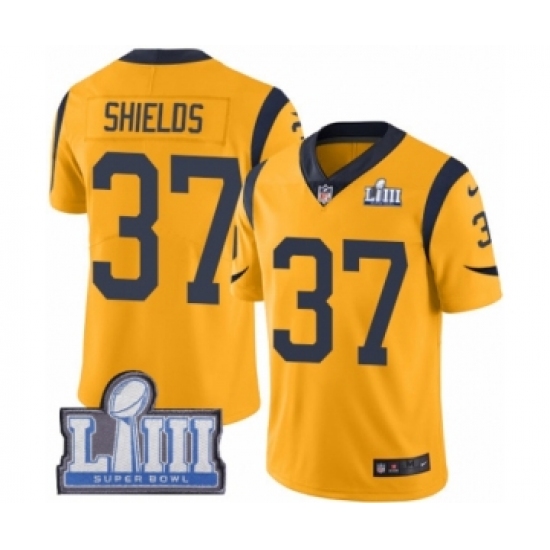 Youth Nike Los Angeles Rams 37 Sam Shields Limited Gold Rush Vapor Untouchable Super Bowl LIII Bound NFL Jersey